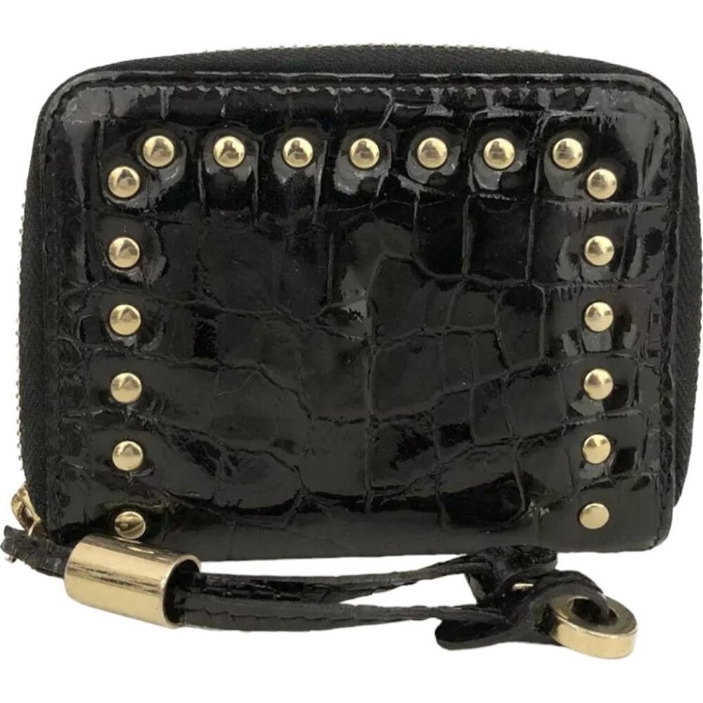 896168AF Jimmy Choo Wallet Studs Zippy Black Enamel